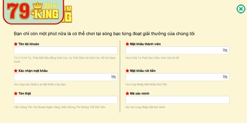 Nhập thông tin cá nhân khi tạo tài khoản an toàn bảo mật